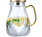 Jarra agua cristal, jarra cristal 2.2 litros / 74 oz con tapa sellada, para agua fría/caliente, té helado y bebida de jugo