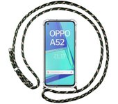 Tumundosmartphone Funda Colgante Transparente para Oppo A52 / A72 con Cordon Verde / Dorado