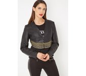 Chaqueta SENSE símil piel corta  con tachuelas decorativas y manga larga - REF: 23792