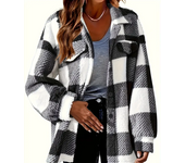 Abrigo de felpa con botones en la parte de Abrigo, ropa de Abrigo Térmica de invierno de manga Larga versátil, ropa de Mujer SSITO