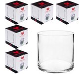 Floreros de Cristal, Centro de Mesa para Piedras y Plantas. Pack 6 Jarrones de Cristal Transparente, Decoración de Mesa. Hogar, Sala de Estar, Comedor, Bar, Restaurante. Centro de Mesa Decorativo. Florero para Cafeterías, Hoteles, Hostelería, Comercios