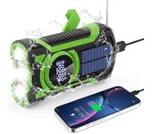 Radio de emergencia con manivela solar de 5000 mAh, IP65, impermeable, prueba de Polvo, Bluetooth 5,3, radio de Alerta meteorológica AM/FM/NOAA con interior, Cargador de teléfono, SOS, conector para
