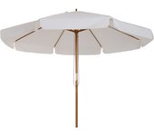 Outsunny Sombrilla de Jardín Ø325x250 cm Parasol de Madera con Sistema de Polea Techo de Ventilación y 8 Varillas de Bambú para Terraza Balcón Exterior