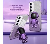 Luxury Plating Astronaut Holder Case For Samsung Galaxy S24 S23 S22 Ultra S20 S21 FE S10 Plus Note20 A14 A54 A14 Silicone Cover