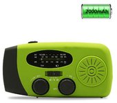Radio solar de emergencia AM/FM NOAA with manivela y LED interior, Cargador de Emergencia Para iPhone/Smartphone
