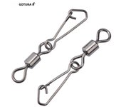 Goture 200pcs/lot Fishing Swivels Stainless Steel Rolling Swivel With Hooked Snap MS+QL Fishing Hook Connector