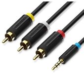 Cable Estéreo Vention BCCBG/ Jack 2.5 Macho - 3x RCA Macho/ 1.5m/ Negro
