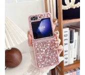 Rhinestone Glitter Sequins Trim Phone Case for Samsung Galaxy Z Flip 6 5 4 3 5G Soft TPU Frame Shockproof Cover for Galaxy Flip6
