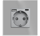 MAGIC SELECT Enchufe de Pared 250V - 16A. Toma de Corriente Empotrada. Enchufe Múltiple de una toma, USB-A, USB-C 5V 2100mA de Carga Rápida. Enchufe Europeo Interior.