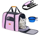 Portador de Gato para Perros, Bolsa transpired para mascotas, portador de viaje con Correa de hombro ajustable, portador de gato con colon tazón (17,3x12,2x13,4 pulgadas)