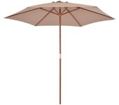 vidaXL Sombrilla de jardín con palo de madera 270 cm Color Crema, Taupé,
