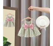 2Pcs/SetSummer Girl Baby Sleeveless Dress Girl Baby Sweet Sunflower Princess Dress Children's Skirt Gift Hat