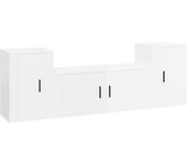 Mueble TV combinadoSet de muebles de TV 3 pzas madera contrachapada blanco brillo