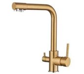 VALAZ Nilo Grifo para cocina con osmosis de 3 vías y estructura redonda color dorado cepillado