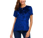 Plus Size Women's Solid Color Round Neck Gold Velvet Short Sleeve Casual Loose Pullover