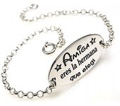 Pulsera Plata Con Mensaje amiga Eres La Hermana Que Elegí
