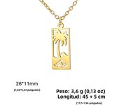 Beach Wave Palm Tree Pendant Necklace Stainless Steel Necklace Women's and Men's Double Layer Chain Couple Birthday Party Gift