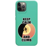 Tumundosmartphone Funda Silicona Líquida Verde para Iphone 12 Pro Max (6.7) diseño Hombre Escalada Dibujos