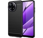 Funda para móvil Realme 11 4G Carcasa Protectora Antigolpes Silicona Negra Diseño Fibra de Carbono Resistente Absorción de Choque [Compatible Carga Inalámbrica]
