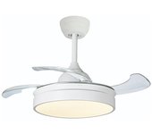 Ventilador de Techo LED Messe 72W Blanco DC Ultra Silencioso con Mando a Distancia y Palas Retráctiles Verano / Invierno