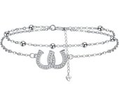 Bracelet Femmes Argent 925, Bracelet Femme Réglable 17+4cm - Fête des Mères Saint Valentin Cadeau - Avec Boîte Cadeau argent-Trèfle à quatre feuilles