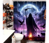 Halloween Bathroom  Shower Curtain Horror Wizard Waterproof fabric bathroom Curtain With 12 Hooks Sunflower Home Deco Free Ship