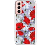 Funda compatible con Samsung Galaxy S21 - S30 (4G/5G) - Patron flores blancas y rojas