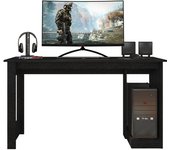 Buyqualia Mesa Ordenador Escritorio de Oficina con Base para pc en Color Negro (Largo 136 / Ancho 54 cm)