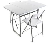 Versa Andrea Set de mesa y Dos Sillas para Cocina, Terraza, Jardín, Balcón o Comedor, Mesa y Sillas, Set de 3 piezas, Medidas (Al x L x An) 80 x 70 x 100 cm, Metal y PVC, Color Blanco