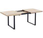Mesa de comedor Cala extensible en roble nordish y negro estilo industrial 140/180x80x77 cm