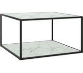 vidaXL Mesa de centro con vidrio 90x90x50 cm Negro, Blanco, Mármol negro Mesita de Salón o Comedor o Auxiliar Mesa de Café Meuble Salón