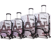 Max Star Juego Maletas de Viaje 4 Piezas MS-1192 Estampado Rigida Giratorias Maleta Cabina Pequeña 48cm - Maleta Cabina 55cm - Maleta Mediana 66cm - Maleta Grande 75cm (Autobus)