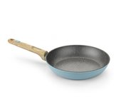 Bra - Sartén Nordik, De 18 a 28 cm, Aluminio Forjado, Revestimiento Antiadherente, Apto Inducción, Mango Imitación Madera, Fácil Limpieza