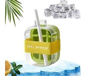 Mi vaso para hielo triturado (17/28 oz), botella para cubitos de hielo con pajita, vaso para hielo fresco de verano, vaso triturador de hielo, bandeja para cubitos de hielo, bandejas para cubitos de hielo sin contacto con tapa (verde, MIXTO)