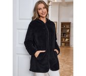 Fitaylor Autumn Winter Womens Fuzzy Fleece Sherpa Jacket Zip Up Hooded Cardigans with Pockets
