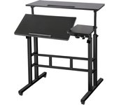Escritorio de computadora con altura ajustable, mesa para portátil con ruedas y tablero inclinable, 60 x 60 x 67-115 cm