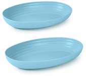 Plastic Forte - Juego de 2 Bandejas Classic Ovales de 2.3L y 3.2L Reutilizables. Azul