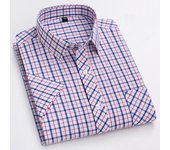 New 100% Pure Cotton Man' Shirt Spring Summer Short Sleeve Plaid Cool Checkered Shirts Men Business Casual with Pocket Leisure