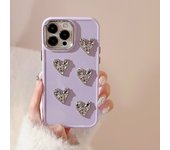 Electroplated Heart Metal Style Phone Case for iPhone 15 Pro Max 14 13 12 11 XS X XR SE 8 7 Plus White Black Pink Shockproof