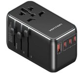 Cargador de Pared Universal Vention FJGB0/ Toma de Corriente Universal/ 3xUSB Tipo-C/ 1xUSB/ 120W
