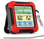 Termómetro digital para carne con ajuste de Sabor, temporizador, Alarma magnética y parte posterior, 1 probe with Cable, adaptador para Horno, Parrilla, barbacoa, ahumador, termómetro para Alimentación de Cocina
