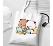 Bubu Dudu Anime Tote Bag Foldable Shopping Bag Tote Bag Aesthetic Fashion Canvas Reusable Shopping Bag Female
