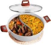 JUPPLIES - Cacerola de Cocina 18 cm con Separador para Doble Cocinado - Sarten de Aluminio Fundido y Antiadherente con Tapa de Cristal - Para Todo Tipo de Cocinas - Inducción y Vitroceramica