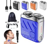 Afeitadora eléctrica portátil de doble anillo rotatorio, mini afeitadora eléctrica de doble cabezal (2025), cuchilla reemplazable, motor de alta velocidad, recargable por USB, fácil de limpiar, para viajes y uso diario (negra)