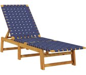 vidaXL Tumbona de madera maciza de acacia y tela Negro, Rojo, Azul Sillas de Exterior Ideal para jardín, playa, piscina, terraza Tumbona Piscina Tumbonas Playa Tumbonas Jardín Exterior