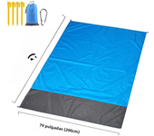 2x2.1m Portable Waterproof Sand Free Pocket Beach Blanket Large Lightweight Foldable Camping Picnic Mat for 4-6 Adults Outdoor
