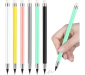 6PCS Everlasting Pencil with Rubbers on The End, Portable Inkless Pencils Eternal Reusable Erasable