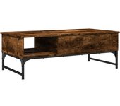 vidaXL Mesa de centro madera ingeniería metal roble humo 100x50x35 cm Mesita de Salón o Comedor o Auxiliar Mesa de Café Meuble Salón