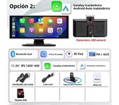 Universal 11.26 Inch 4K 3840*2160 Car DVR Multimedia Wireless Carplay & Android Auto BT AUX for MP5 Player Monitor Screen
