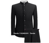 XS-5XL Formal Men's Busines 2 Pieces Blazer+Pants Stand Lapel Pants 2024 Mens Jacket Flat Suit Slim Fit Coat Groomsmen Party